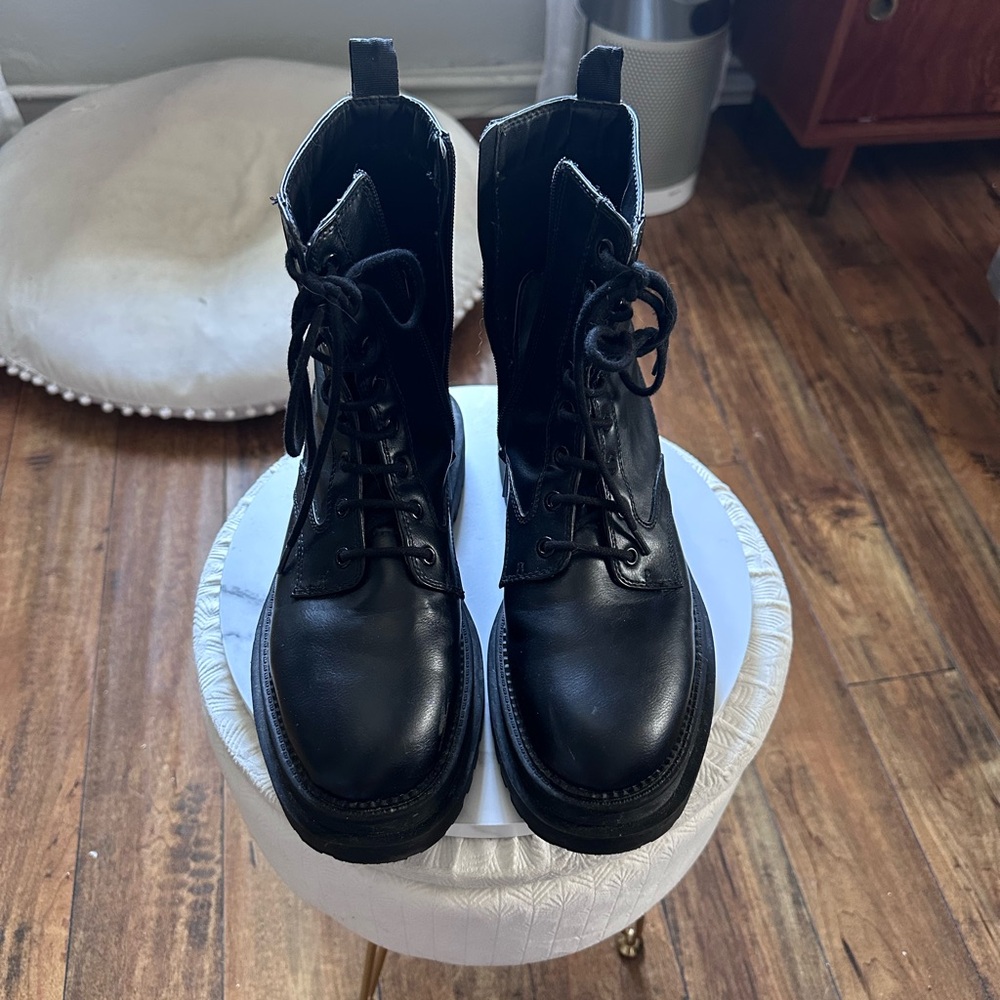 ASOS Black Combat Boots with Glossy Finish